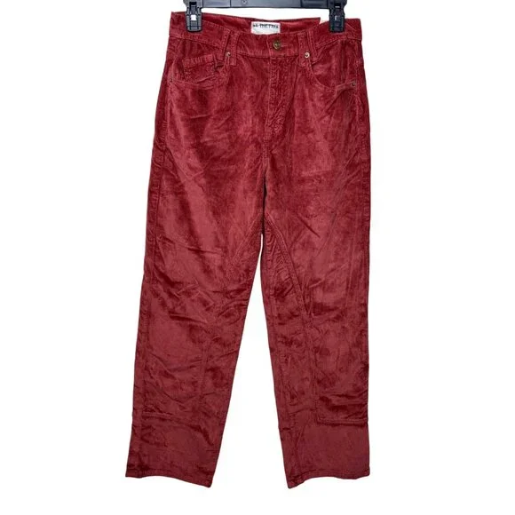 We The Free Riser Taker High Rise Straight Corduroy Pants Wine Womens 28